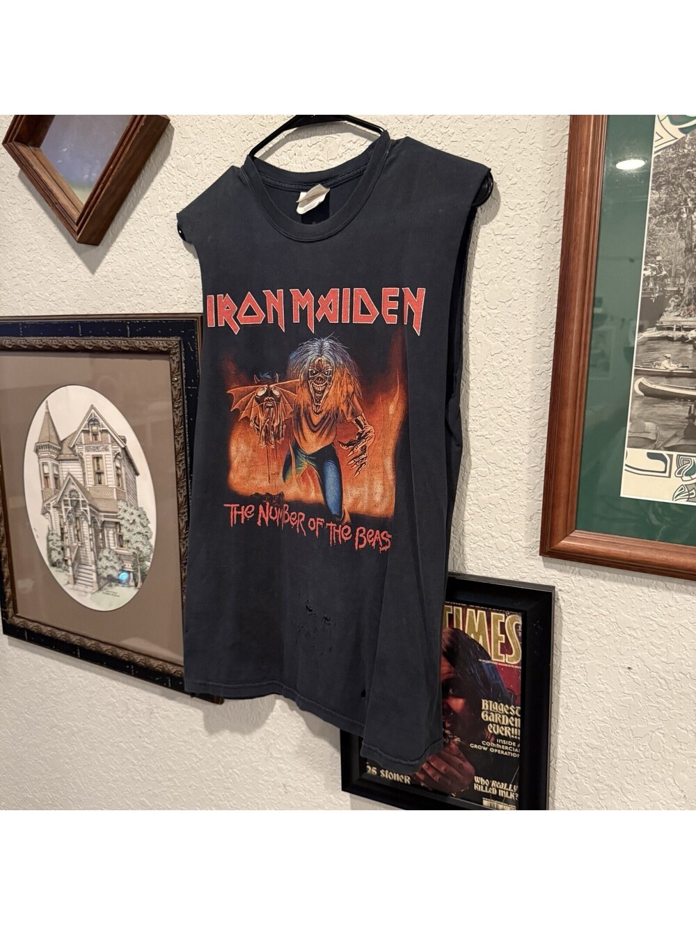 Vintage 90s/00s Iron Maiden Black The Number Of The Beast Band Shirt Size Small - Picture 3 of 6